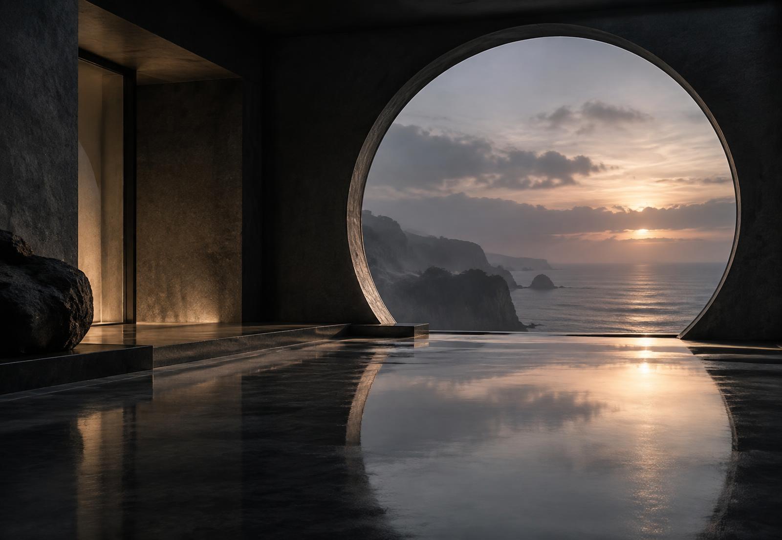 Private architectural environment overlooking an ocean horizon